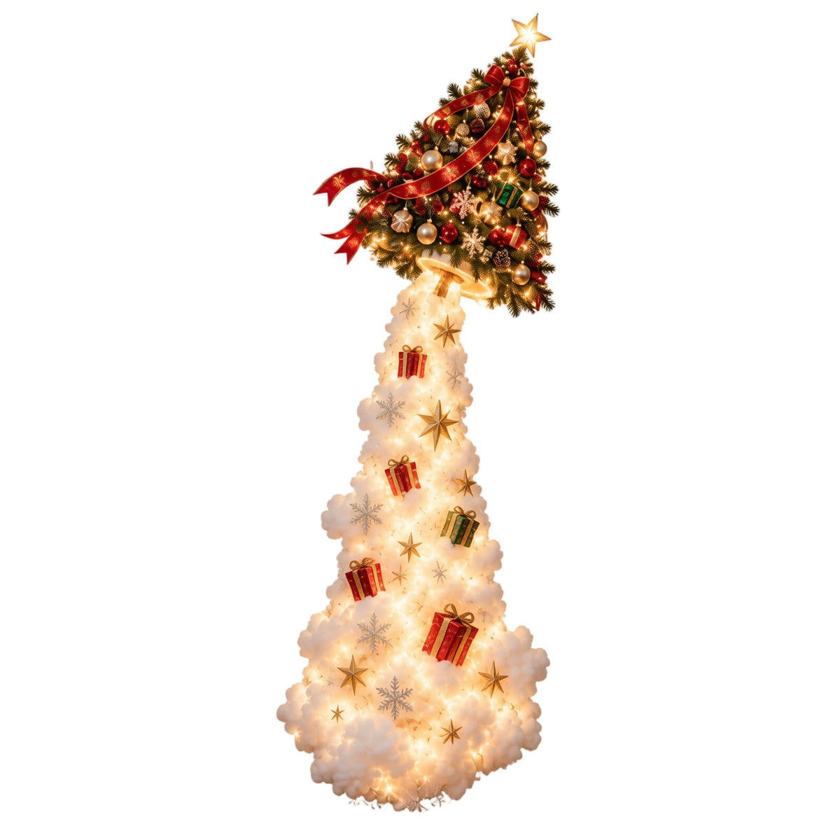 Lighted Christmas Stair Railing Garland Pack of 5 Santa Figures Snow Scene Ornament for Staircase Banister Indoor Display