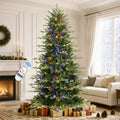 Lolsea 7ft Prelit Aspen Noble Fir Artificial Christmas Tree with Remote Control, Timer and Warm White & Multicolor LED Lights