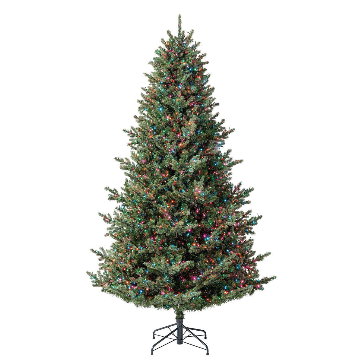 My Texas House 6.5' Pre-Lit Grand Spruce Green Artificial Christmas Tree with LumaDazzle Color-Changing Twinkle LED Lights, Quick Set, and Stand
