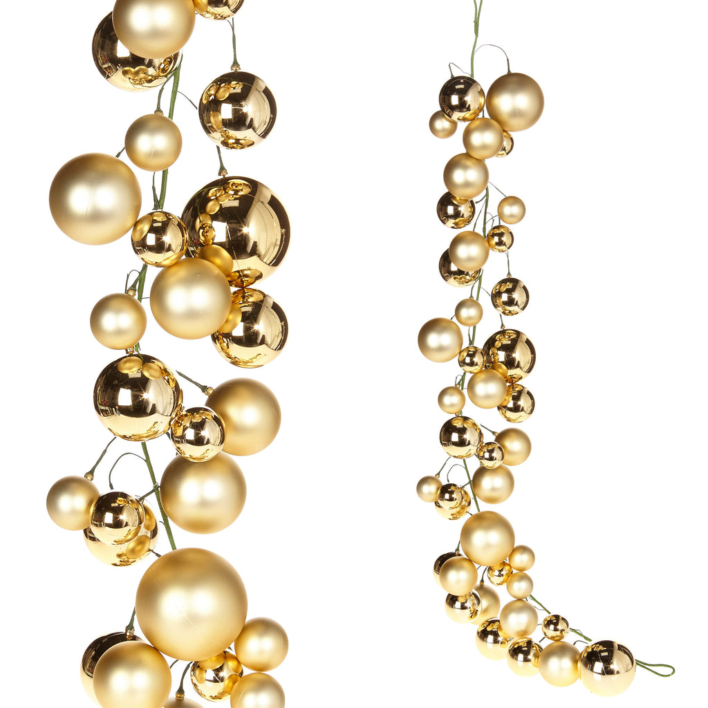 RAZ Imports 4' Gold Large Ball Ornament Shatterproof Christmas Garland