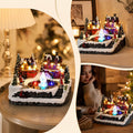 Rysoverian Christmas Lighted Fountain Music Box, Rotating Resin Ornament with Music and Water Spray for Tabletop Holiday Decor
