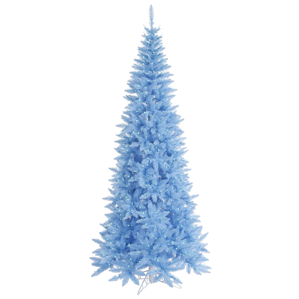 Vickerman 6.5' Sky Blue Fir Slim Artificial Christmas Tree, Blue Dura-lit LED Lights