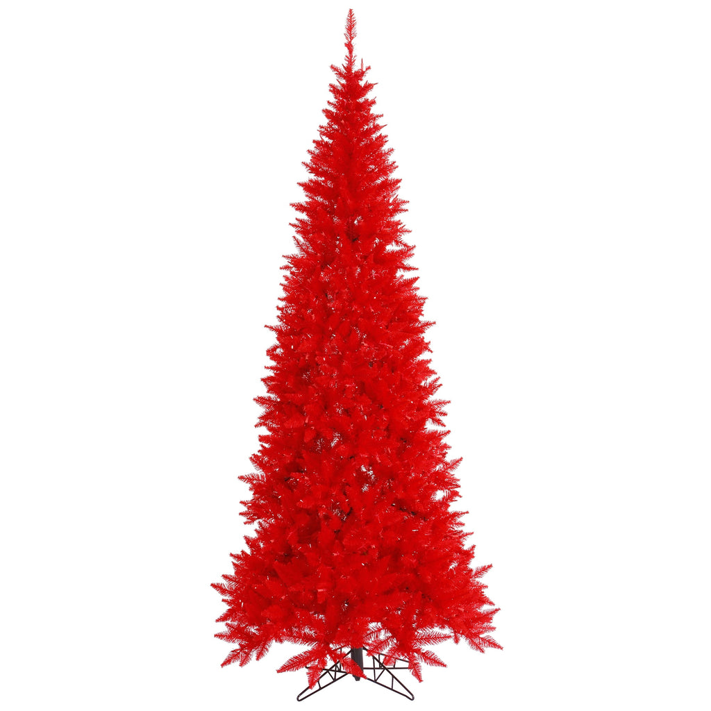 Vickerman 7.5' Red Fir Slim Artificial Christmas Tree, Unlit