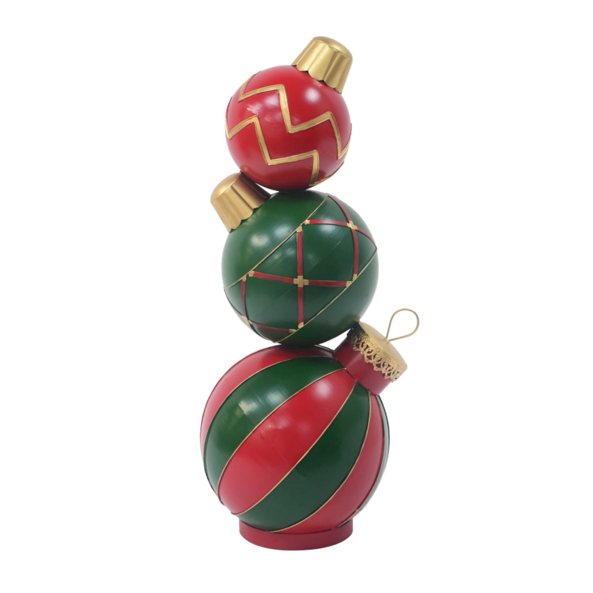 Jivora 12" Stacked Christmas Balls Decoration, Red Green Holiday Tabletop Ornament for Home