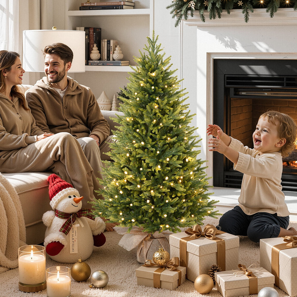 Lolsea 4ft Prelit Artificial Small Mini Christmas Tree with Color LED Lights, Remote Control and Timer, Perfect for Xmas Tabletop Decorations