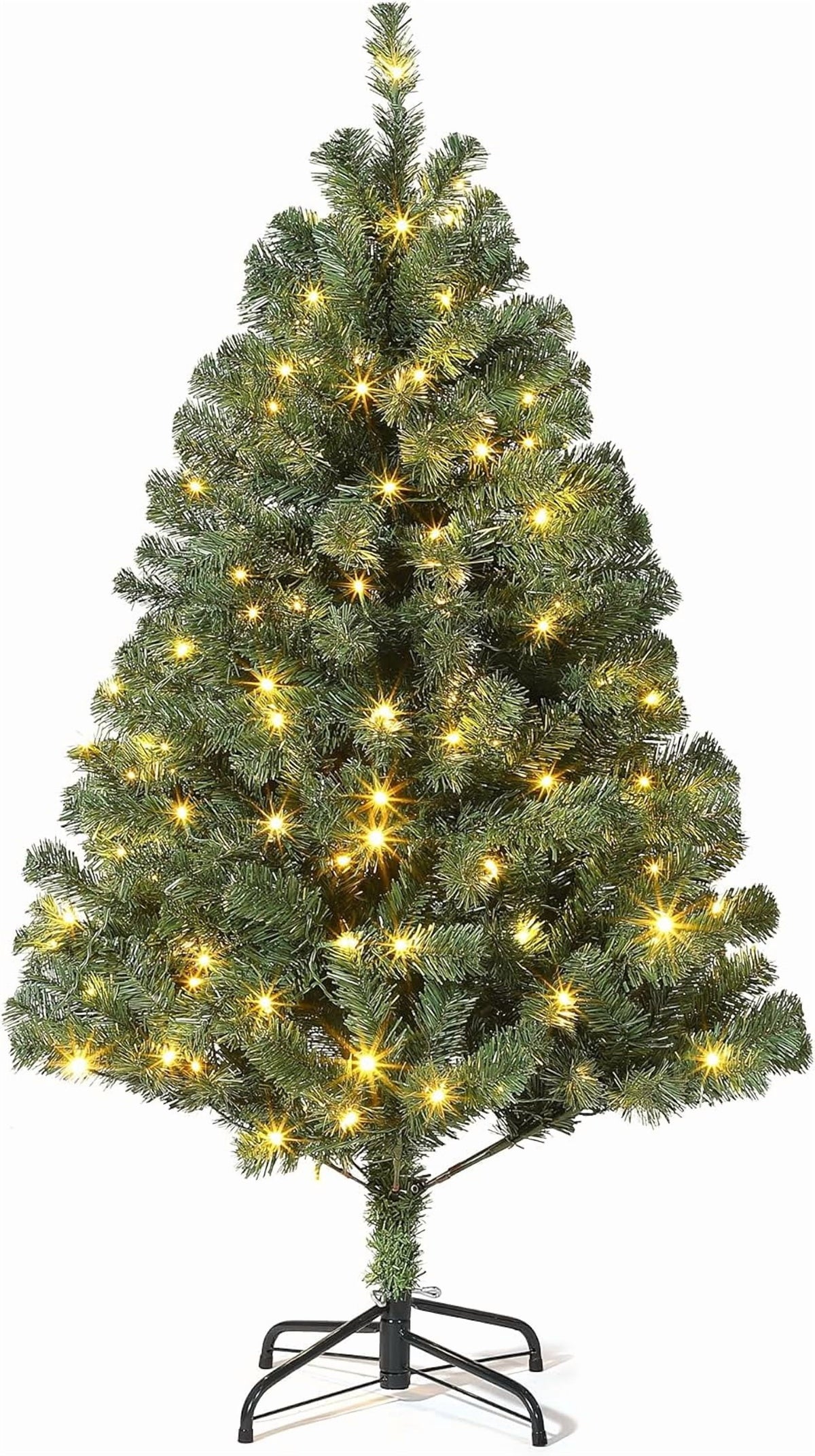 7.5ft Full PE Branch Artificial Spruce Christmas Tree, Hinged Sections Foldable Metal Base Holiday Decor