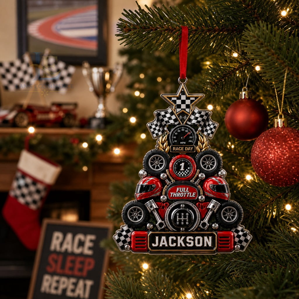 Christmas Ornament Acrylic Auto Racing Personalized Tree Hanging for Race Fans