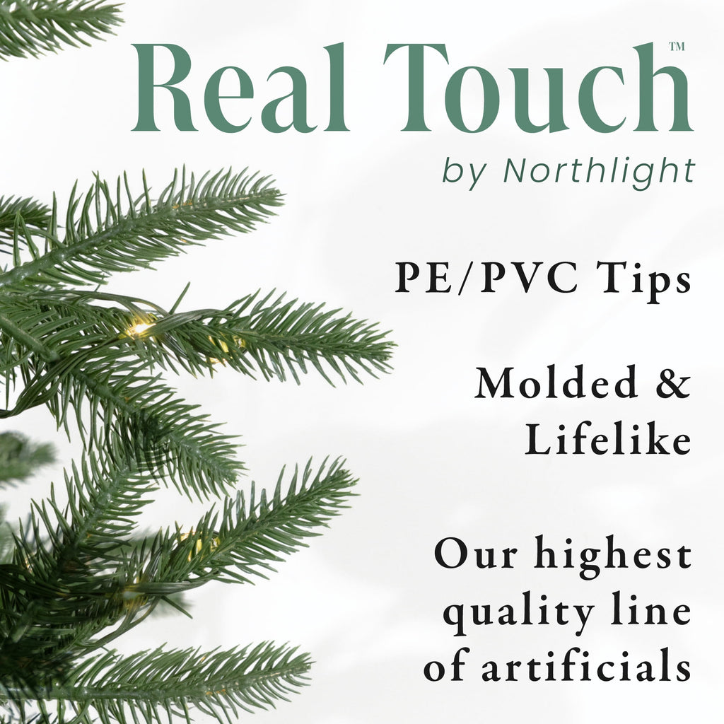 Northlight Real Touch™️ Slim Flocked Nordmann Fir Artificial Christmas Tree - 6.5' - Unlit
