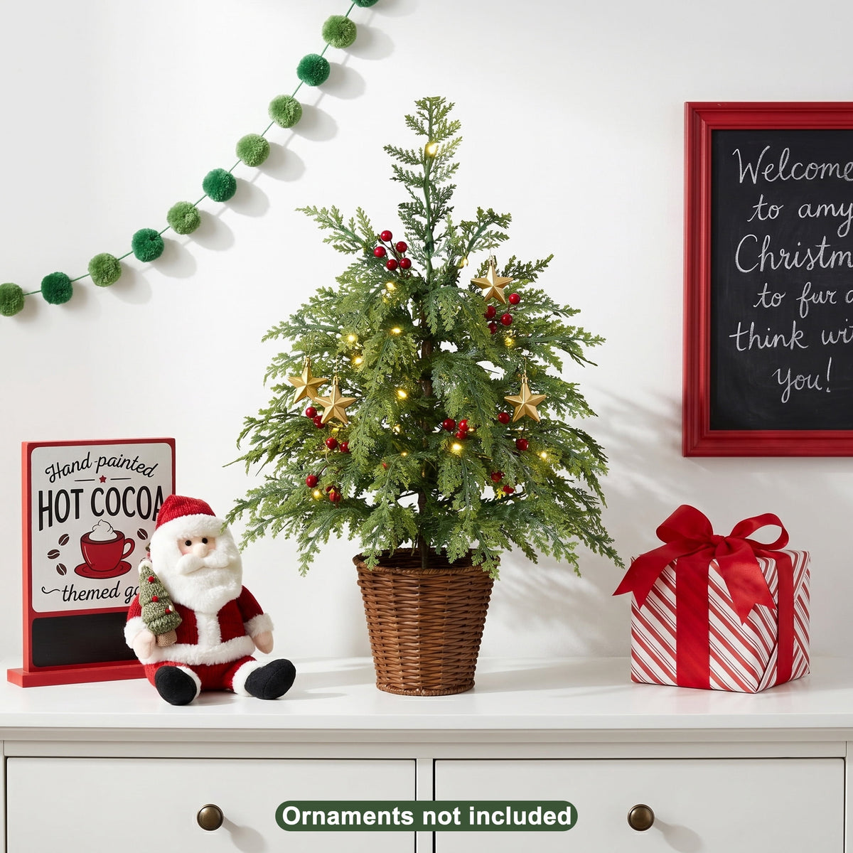 DR.Planzen 6' Pre-Lit Green Cypress Artificial Christmas Tree with 350 Warm White Twinkle LED Lights, Full-Bodied Xmas Tree with Metal Stand, Indoor Holiday Decoration