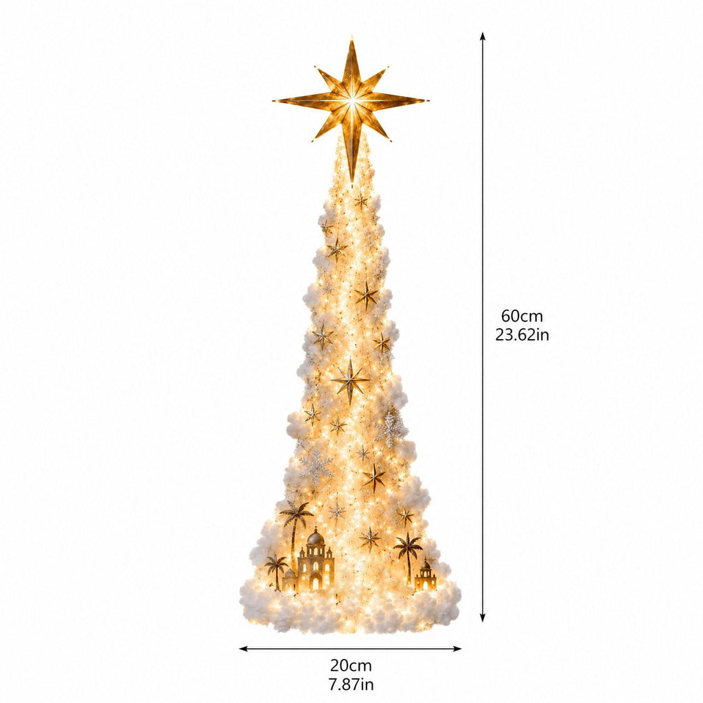 Lighted Christmas Stair Railing Garland Pack of 5 Santa Figures Snow Scene Ornament for Staircase Banister Indoor Display