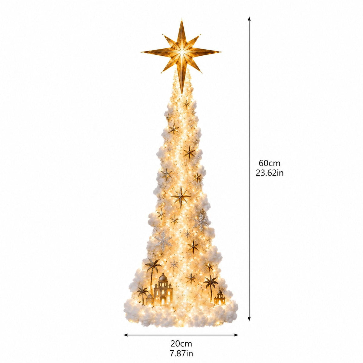 Lighted Christmas Stair Railing Garland Pack of 5 Santa Figures Snow Scene Ornament for Staircase Banister Indoor Display