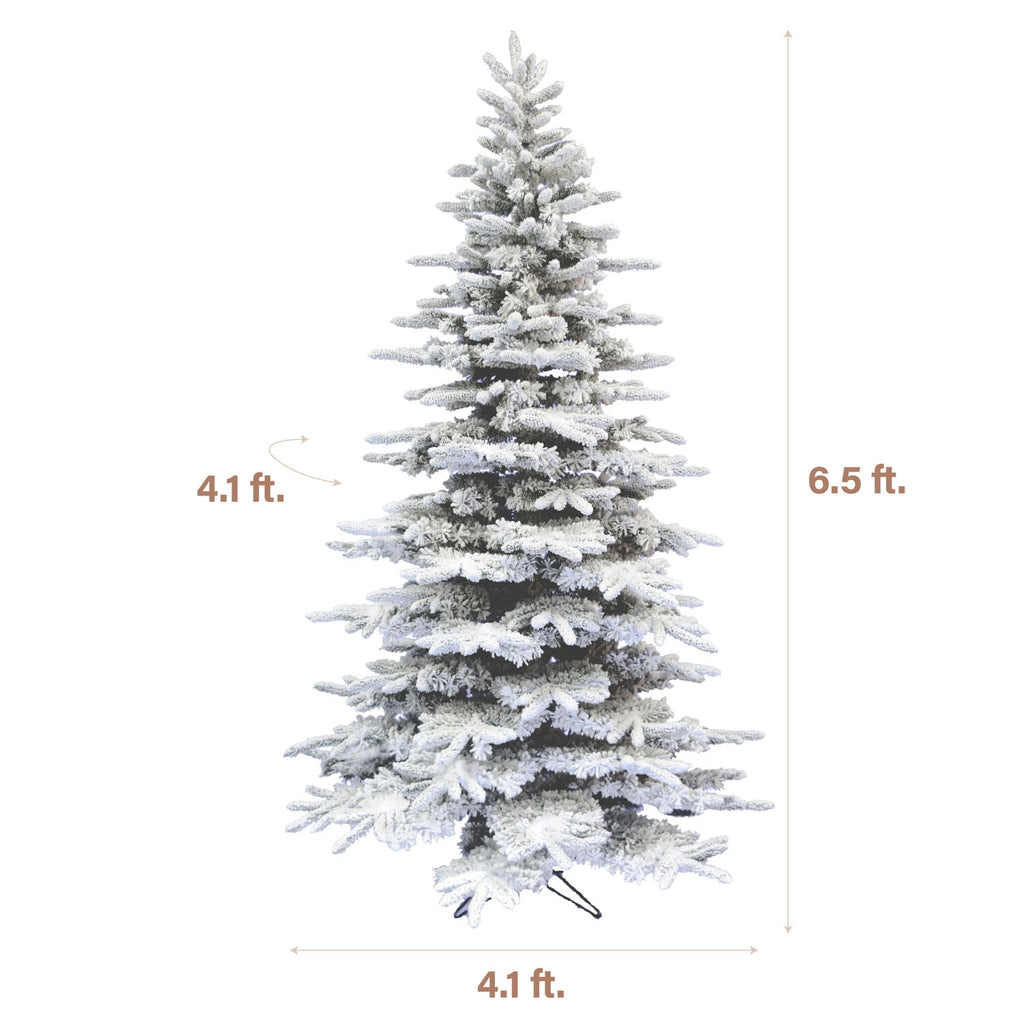 Fraser Hill Farm 6.5-Ft. Flocked Pine Valley Christmas Tree, FFPV065-0SN