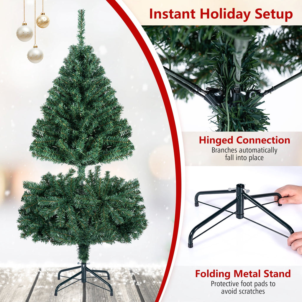 Costway 6Ft Pre-Lit Artificial Christmas Tree Hinged 350 LED Lights