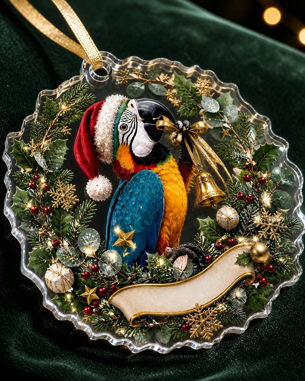 Ornament Parrot Christmas Wreath Hanging Decor Holiday Gift