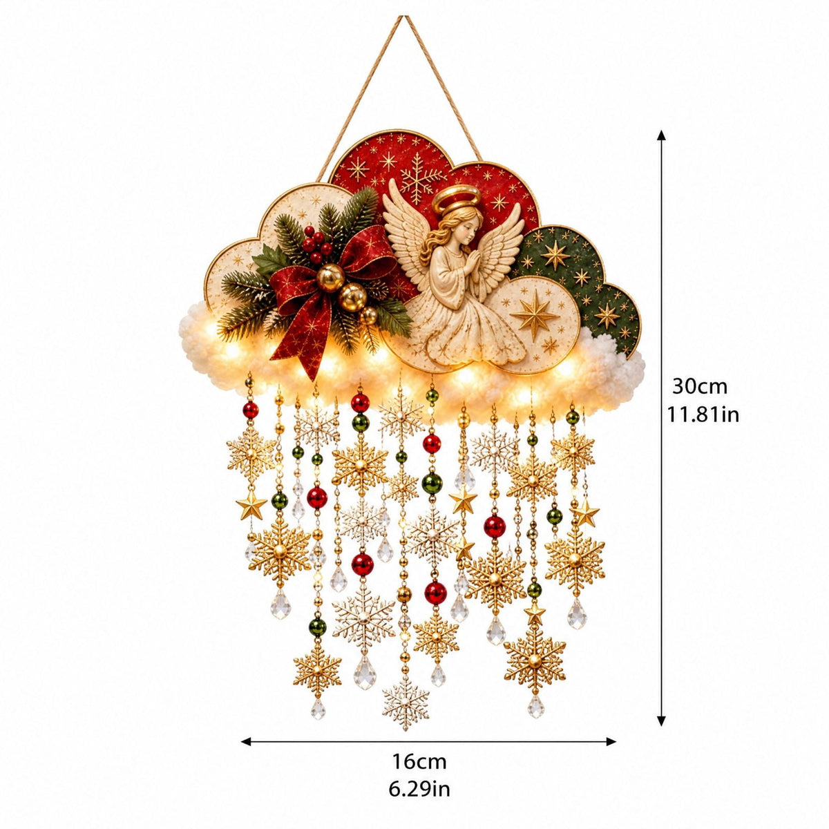 Lighted Christmas Stair Railing Garland Pack of 5 Santa Figures Snow Scene Ornament for Staircase Banister Indoor Display