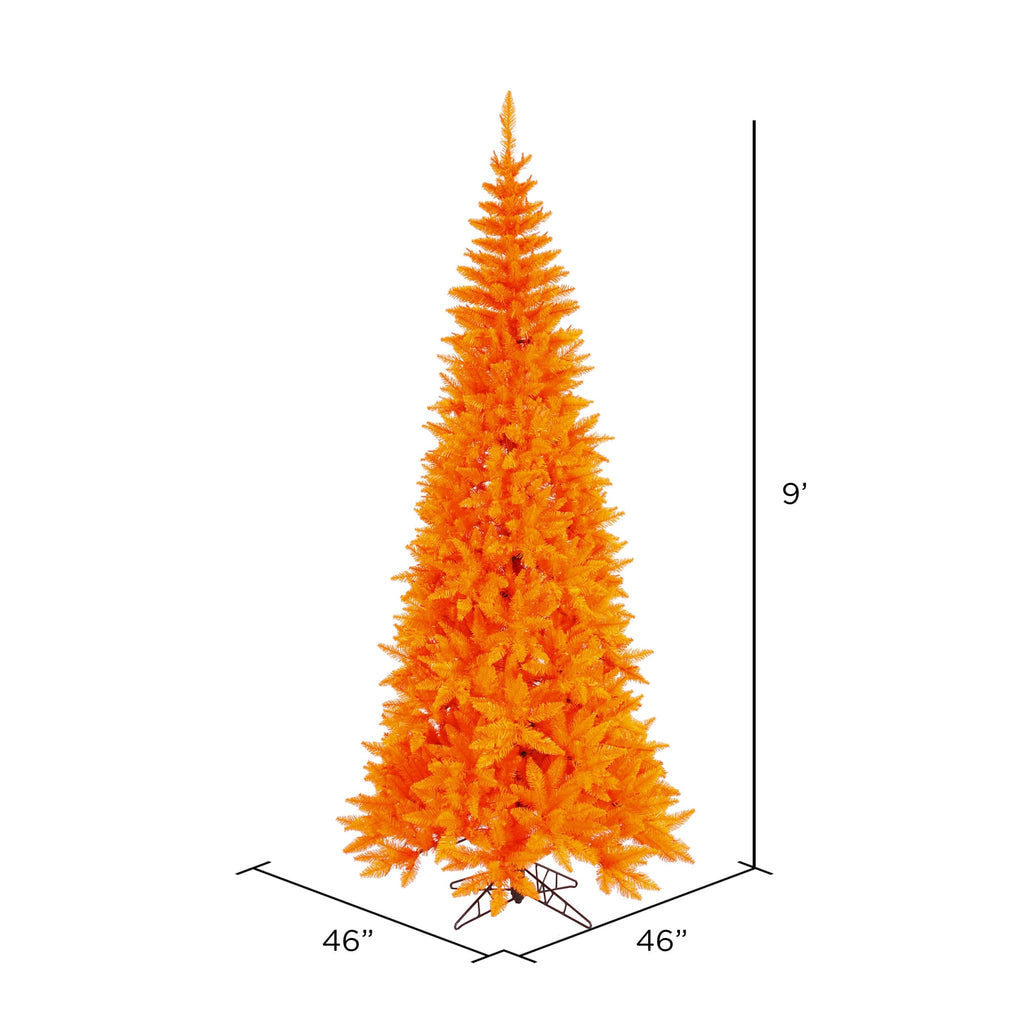 Vickerman 9' Orange Fir Slim Artificial Christmas Tree, Unlit