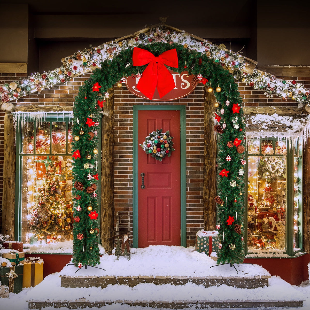 iTopRoad 8.7Ft Christmas Tree Arch Archway Christmas Decorations ,Green