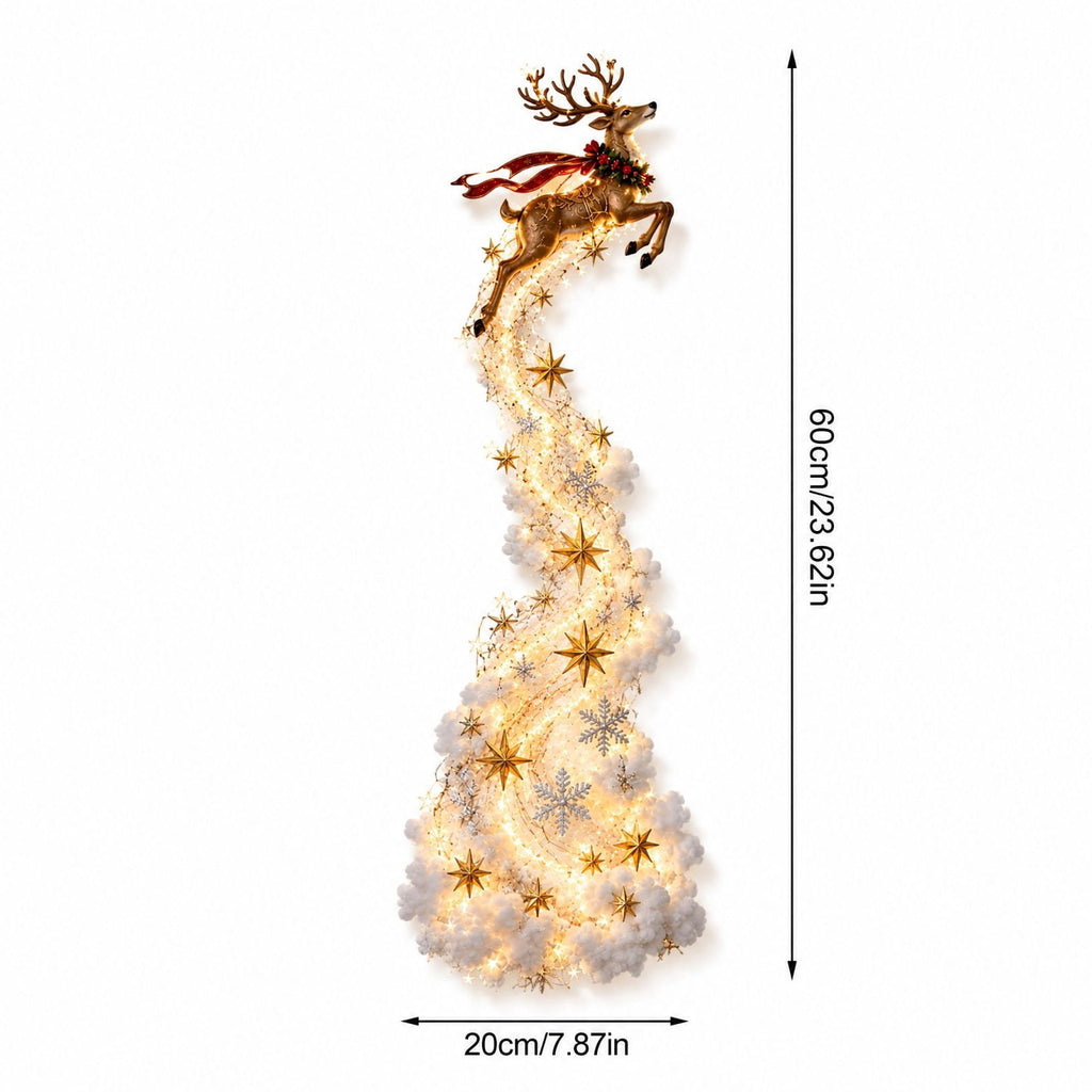 Lighted Christmas Stair Railing Garland Pack of 5 Santa Figures Snow Scene Ornament for Staircase Banister Indoor Display
