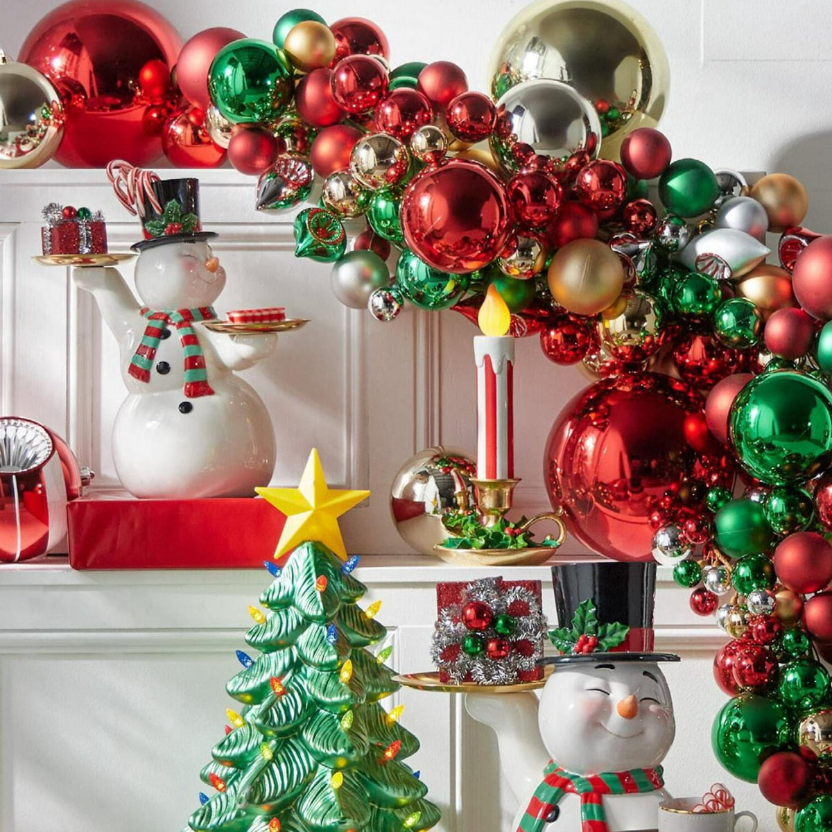 RAZ Imports 4' Gold Large Ball Ornament Shatterproof Christmas Garland