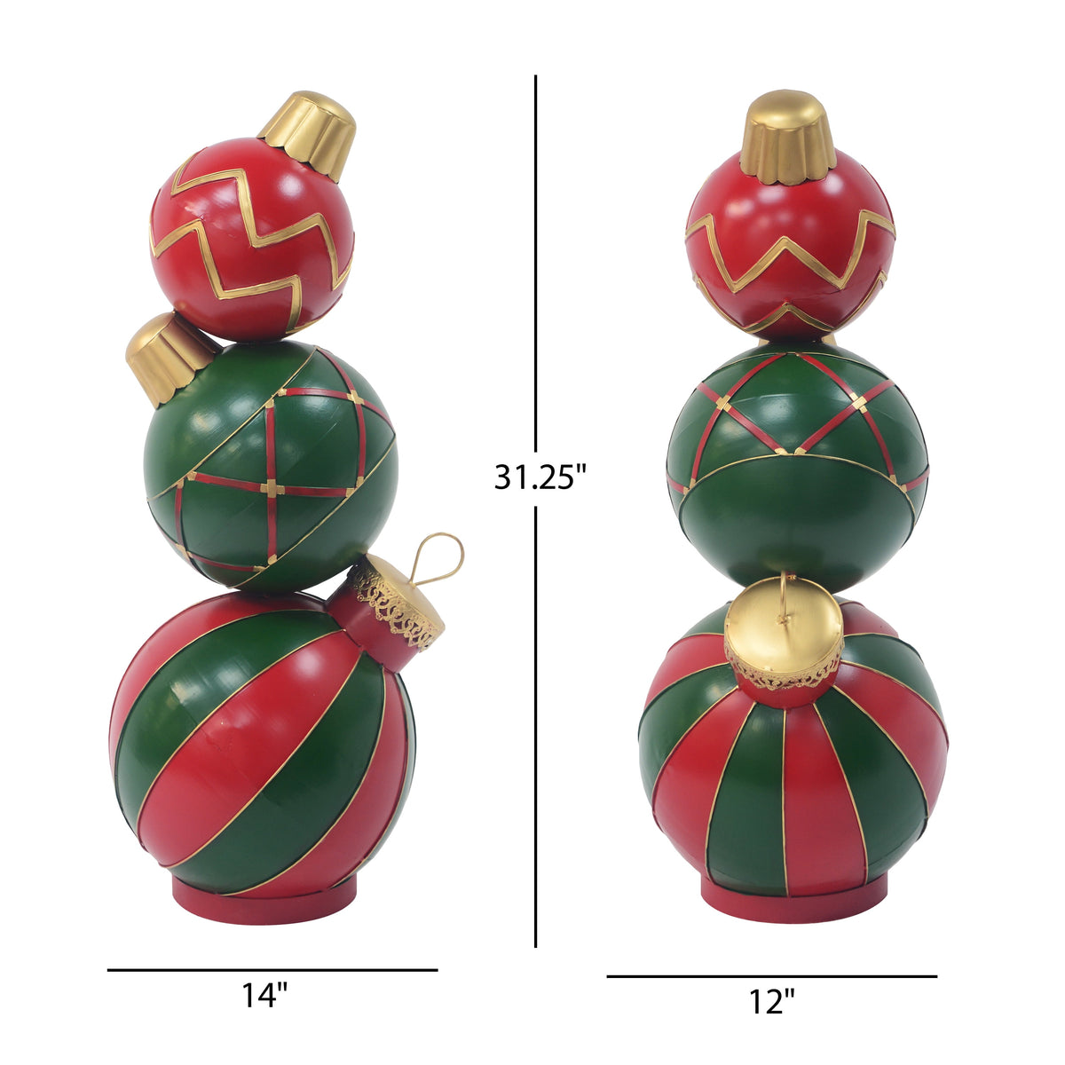 Classic Stacked Christmas Ball Decoration, Traditional Holiday Tabletop Ornament