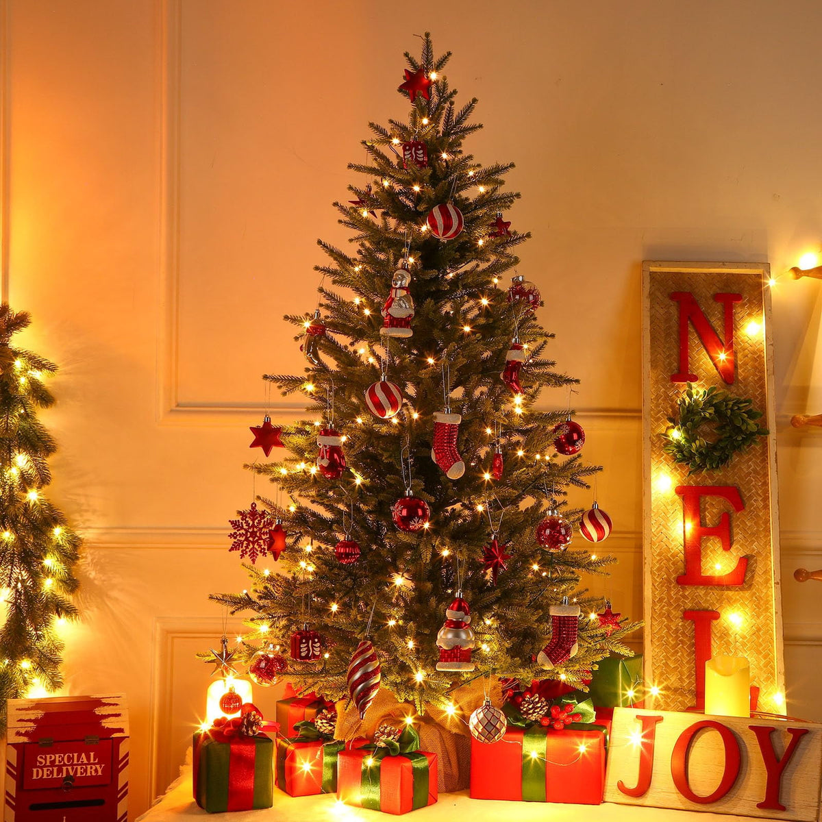 Lolsea 4ft Prelit Artificial Small Mini Christmas Tree with Color LED Lights, Remote Control and Timer, Perfect for Xmas Tabletop Decorations