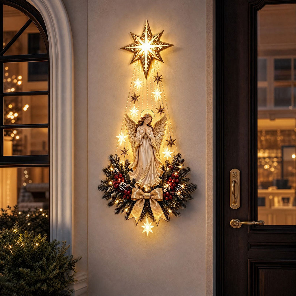 Lighted Christmas Stair Railing Garland Pack of 5 Santa Figures Snow Scene Ornament for Staircase Banister Indoor Display