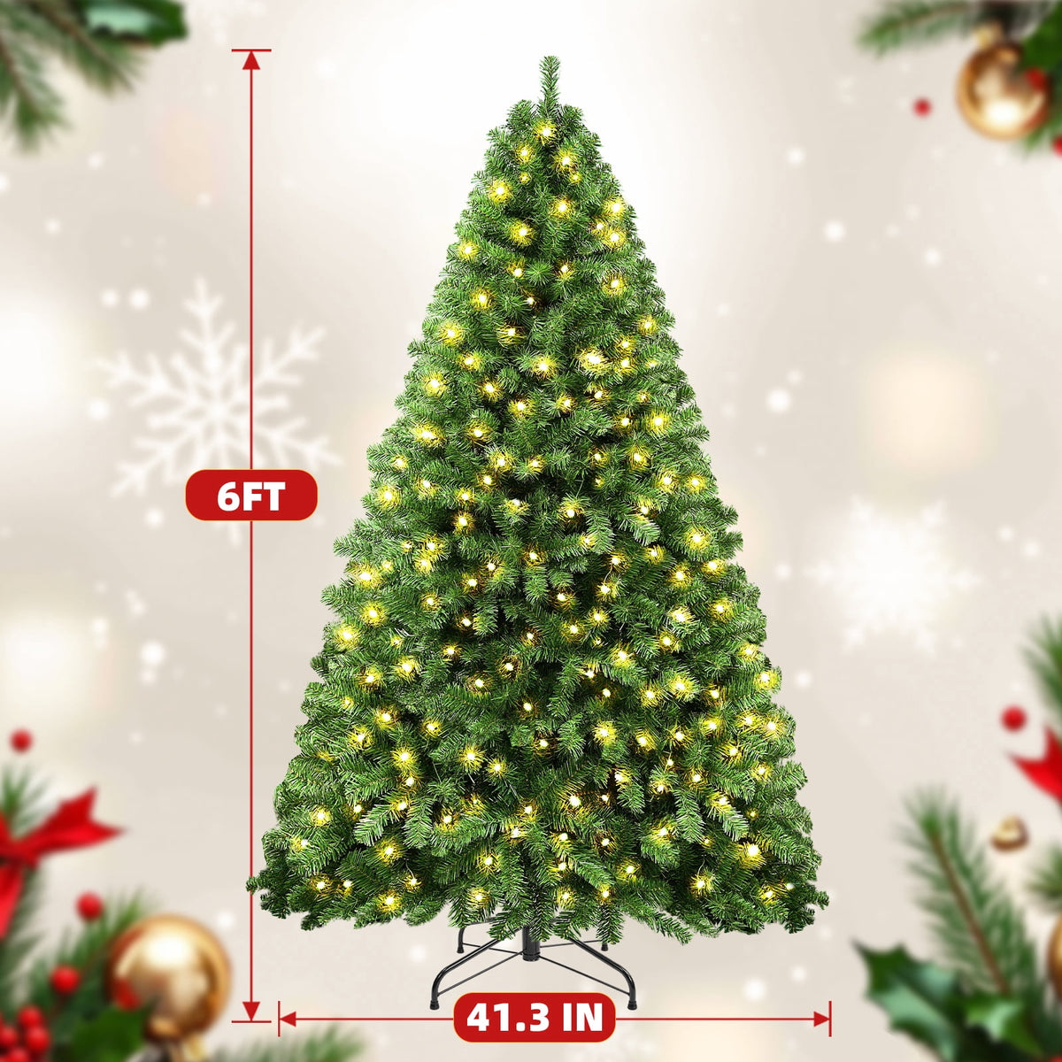 7.5ft Pre-lit Rotating Artificial Christmas Tree, 360°Spinning Base with Music, 470 Dual Color LED Lights, 8 Lighting Modes for Indoor Holiday Decoration