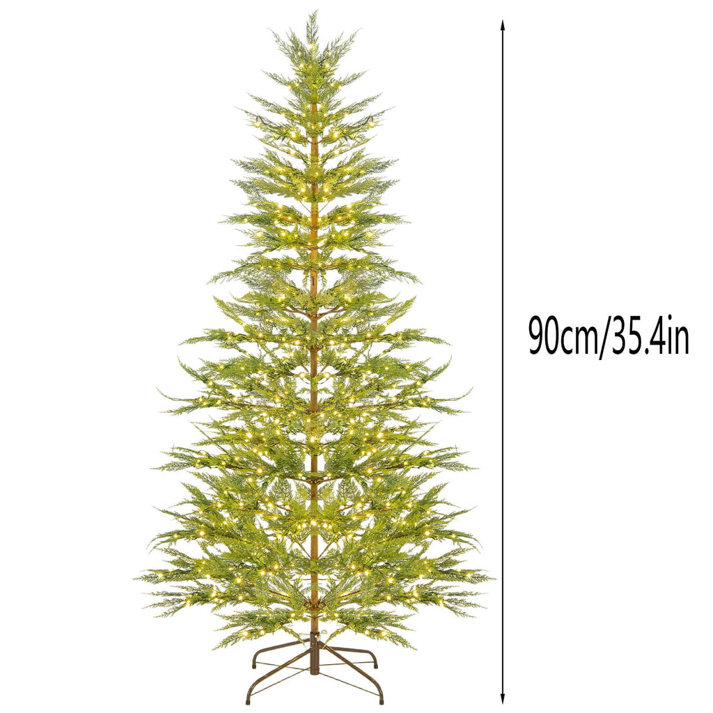 Christmas Decorations Tree, Pre-Lit Green Cypress Artificial Christmas Tree with 100 Warm White LED Lights, Fire Retardant, Easy Setup with Metal Stand, Ideal for Home, Office or Party Decor, 4FT