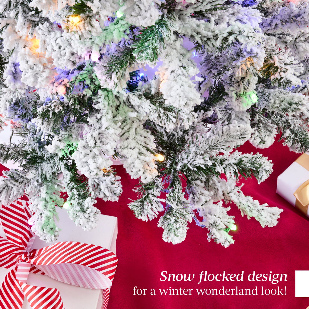 Best Choice Products 6ft Pre-Lit Christmas Pine Tree w/ Flocked Branches 250 Multicolored or Warm-White Light Modes
