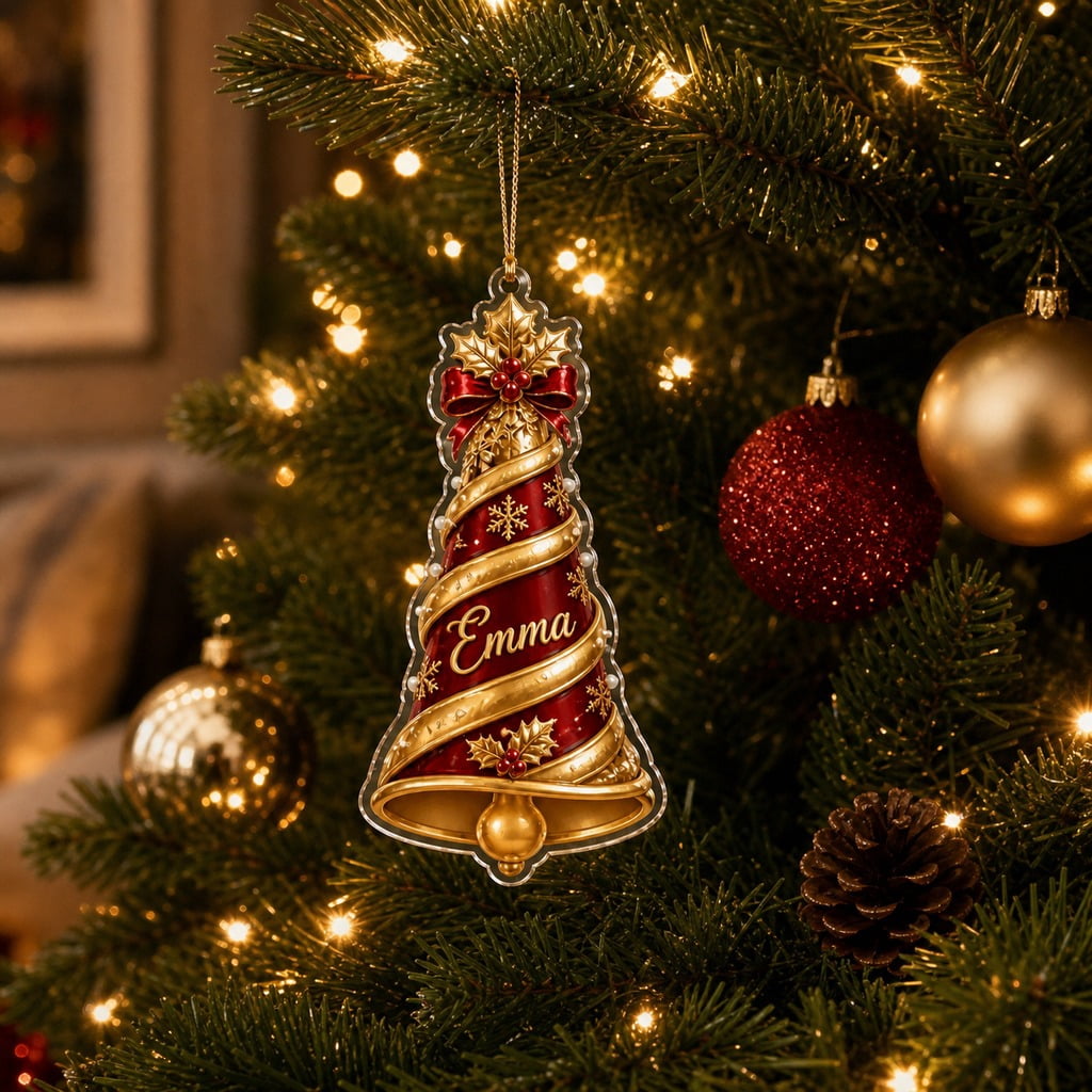 Personalized Acrylic Ornament Christmas Spiral Bell Decor