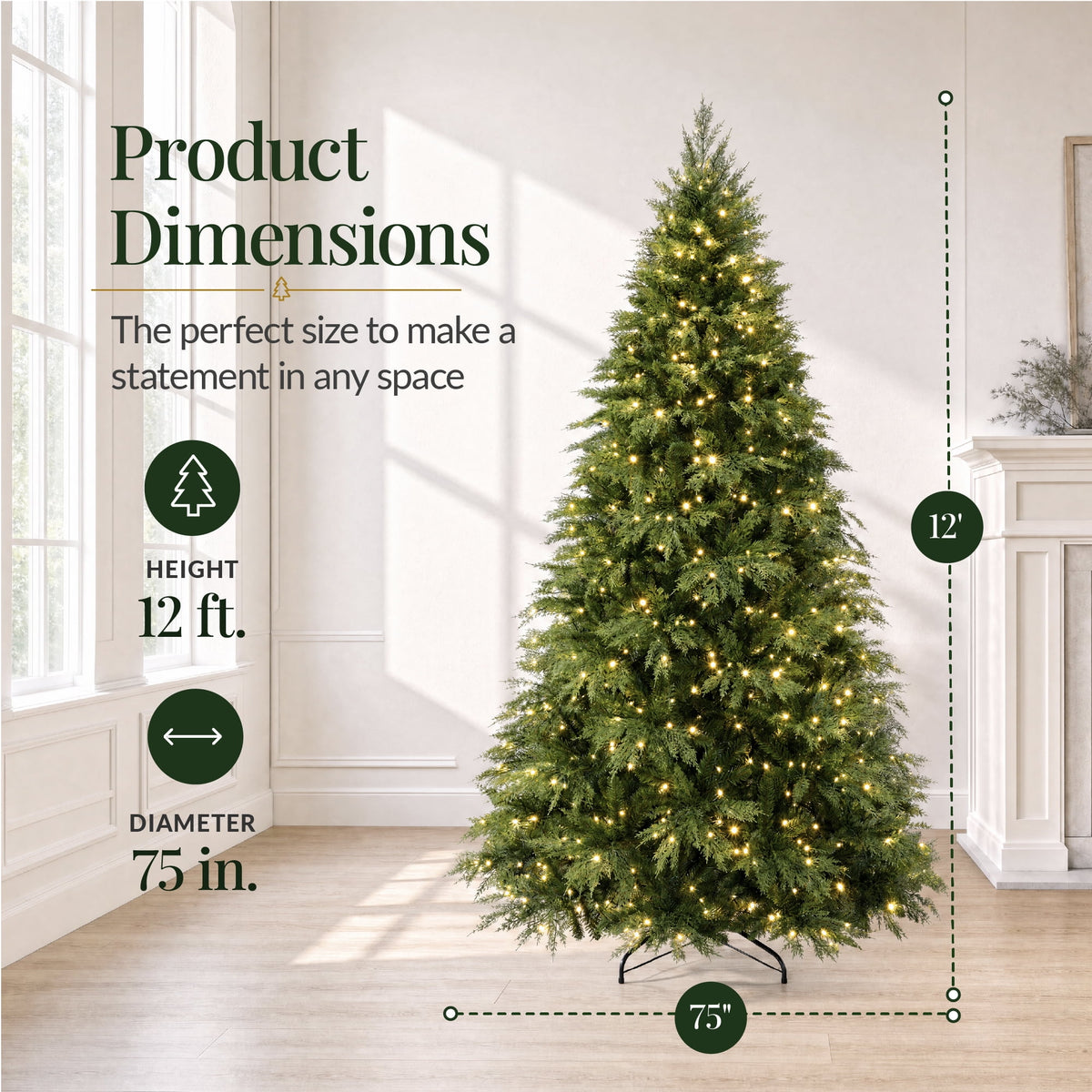 Best Choice Products Pre-Lit Cedar Cypress Christmas Tree w/Twinkling Lights, 6ft Holiday Decor, White & Multicolor LEDs