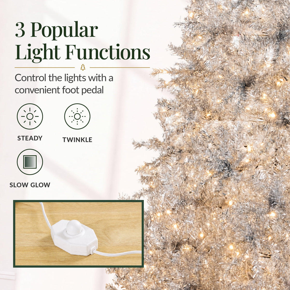 Best Choice Products 6ft Artificial Tinsel Christmas Tree with Viral Twinkling Lights, Pre-Lit Pine, 250 Lights