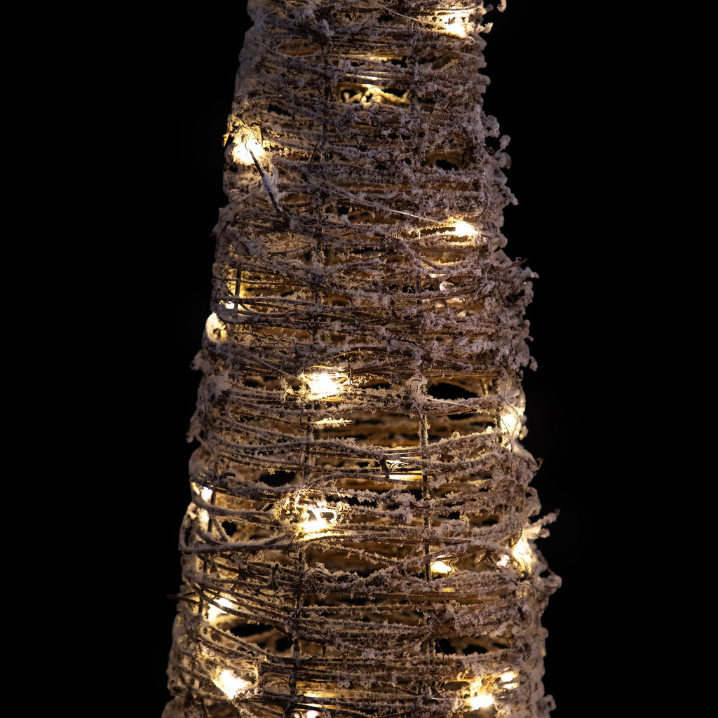 Northlight LED Lighted Snowy Rattan Christmas Cone Tree Decorations - 39.5" - Set of 3