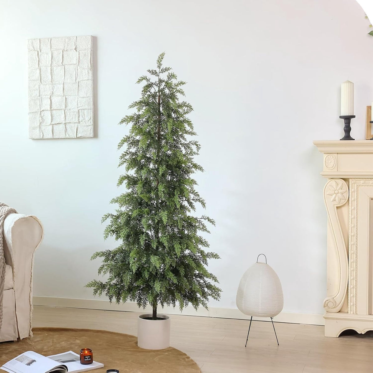 4FT Lifelike Touch Artificial Cedar Topiary Trees for Front Porch | Fake Christmas Trees, Faux Potted Plants, UV Resistant Fake Greenery, for Front Door Garden Outdoor Farmhouse Home Decoration
