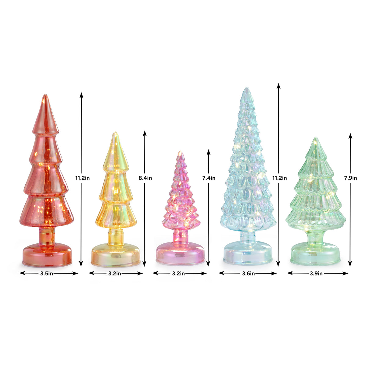 Mr. Christmas Set of 5 Twinkling Trees - Multi