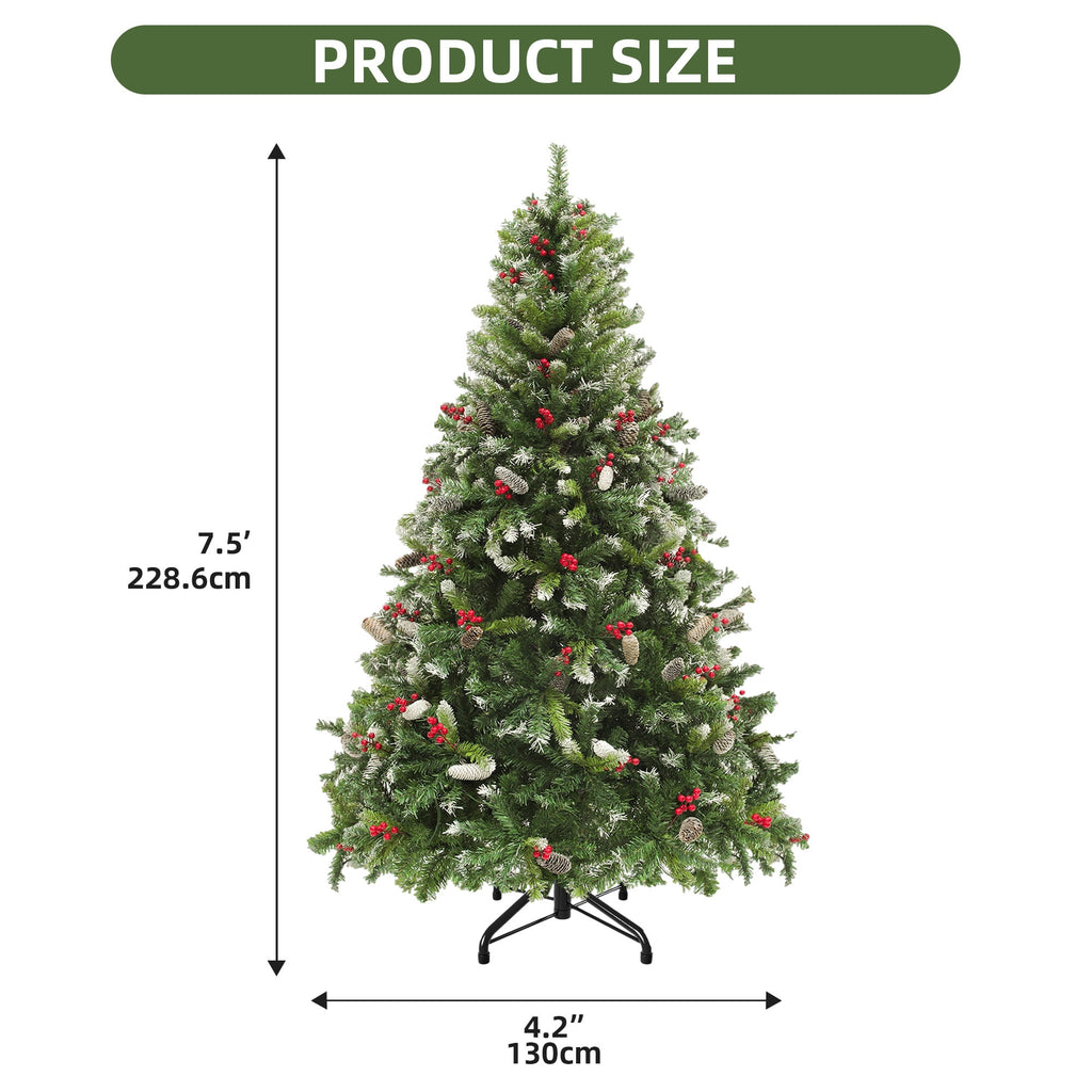 Uforic 7.5ft Pre-Lit Artificial Christmas Tree with 1398 Branch Tips&550 Lights, Remote Control, Green