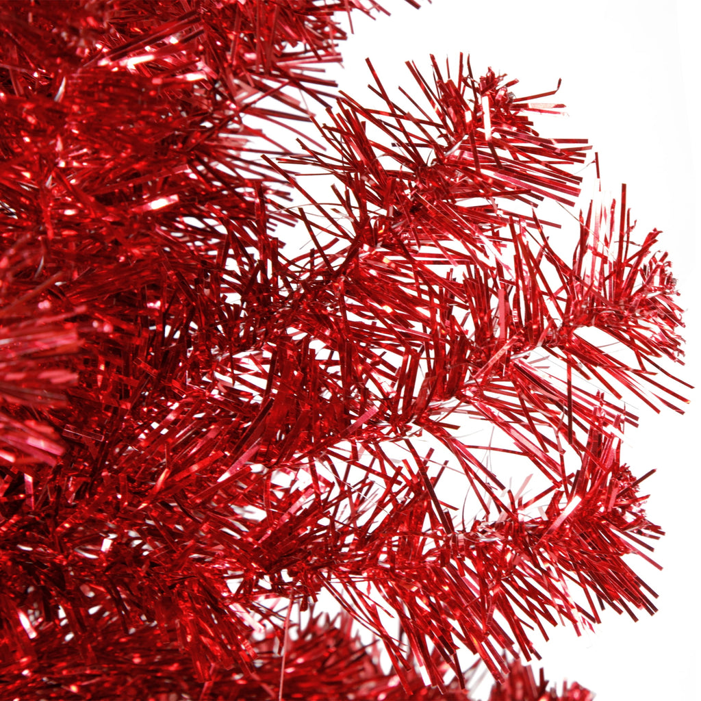 Northlight 6' Unlit Artificial Christmas Tree Pencil Red Tinsel