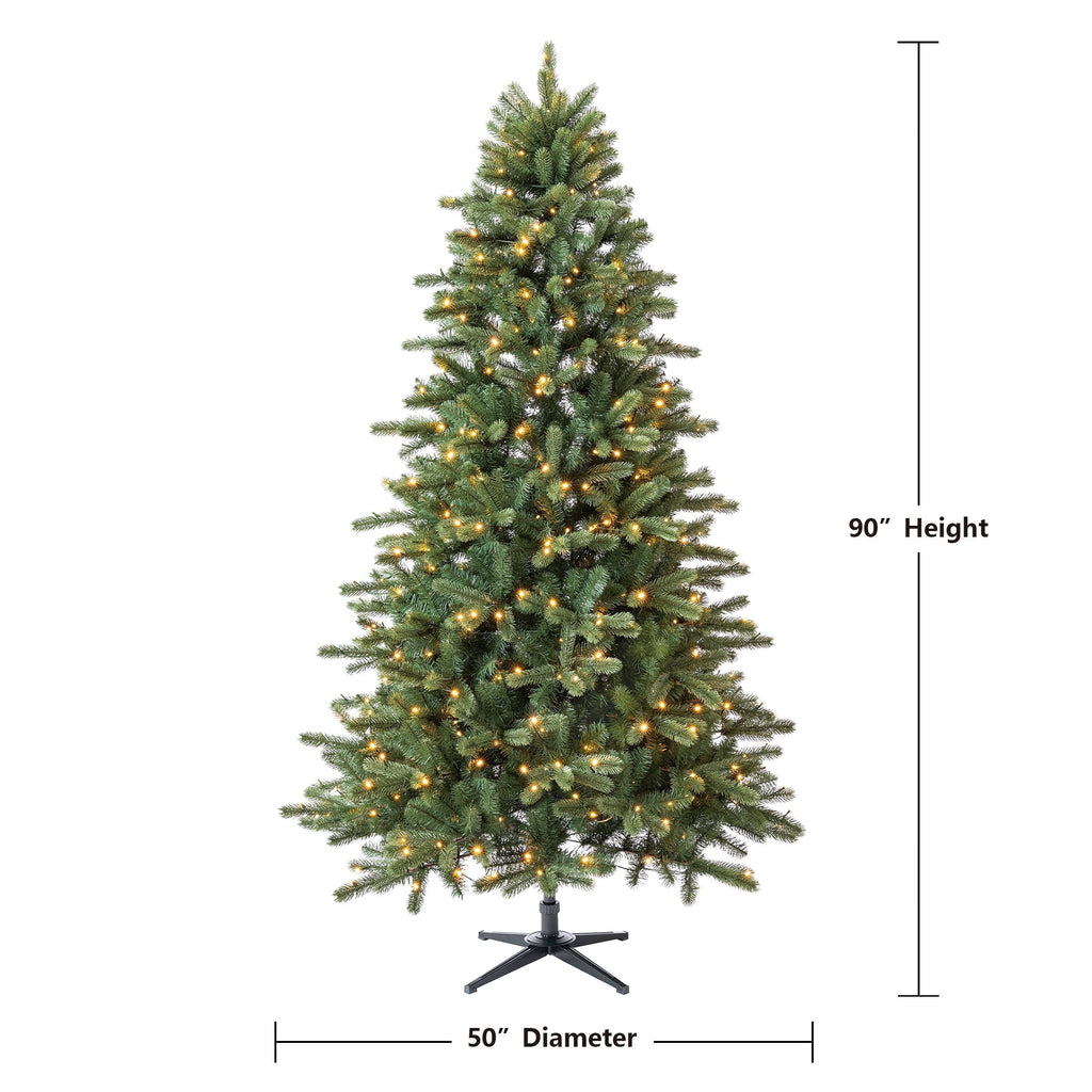 7.5' Pre-Lit Birchwood Fir Green Artificial Christmas Tree with 500 Warm White Twinkle LED Lights, Quick Set, and Stand, by Holiday Time