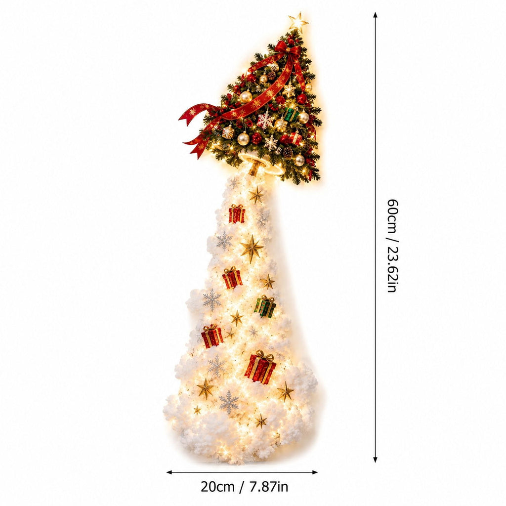 Lighted Christmas Stair Railing Garland Pack of 5 Santa Figures Snow Scene Ornament for Staircase Banister Indoor Display
