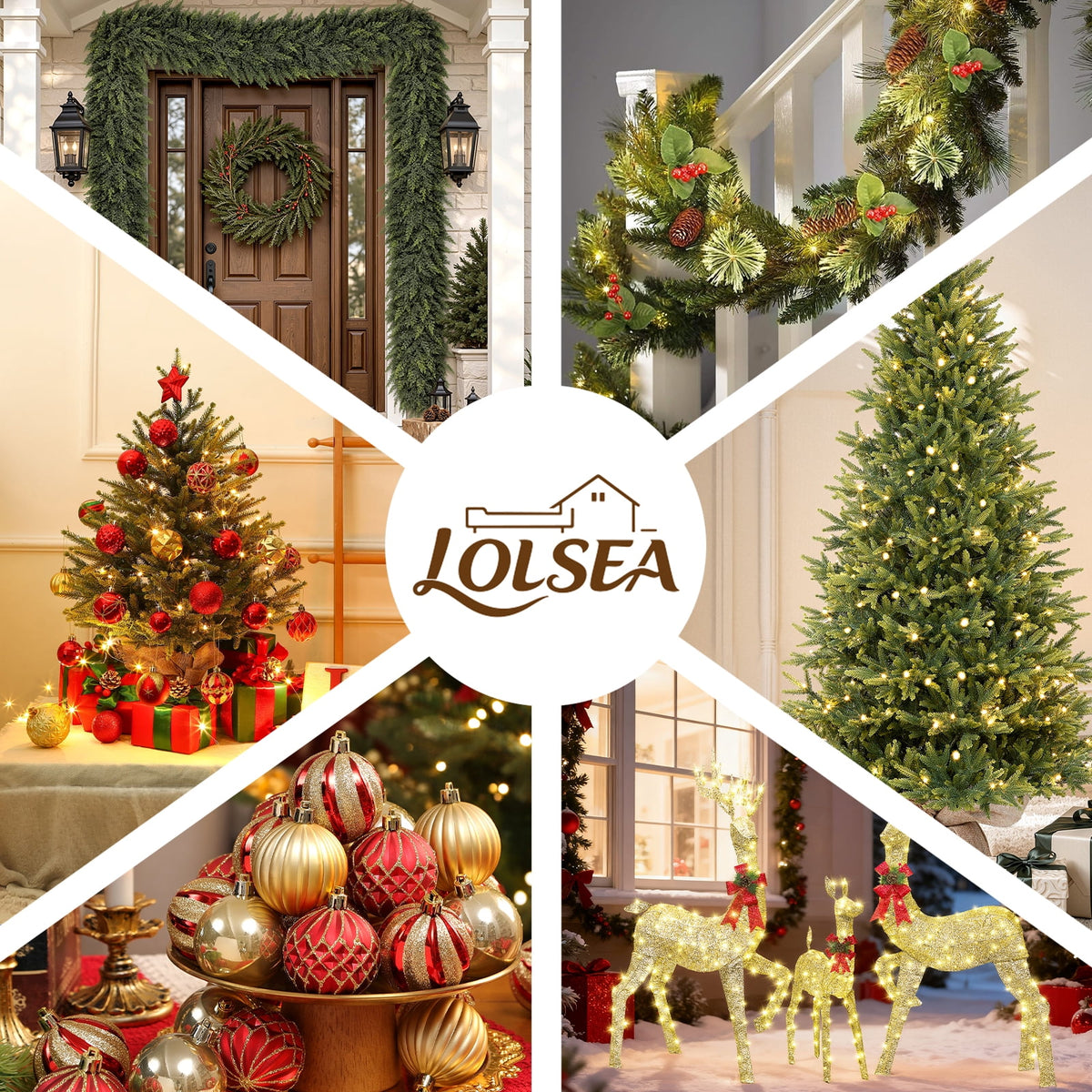 Lolsea 7ft Prelit Snow Flocked Artificial Pencil Christmas Tree with Warm White Lights, Full Branch Tips, Perfect Choice Decoration for Xmas Holiday