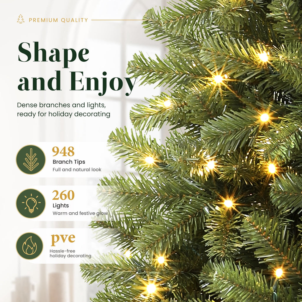 Lolsea 7ft Prelit Artificial Christmas Tree w/ Remote Control and Warm White & Color Changing Lights