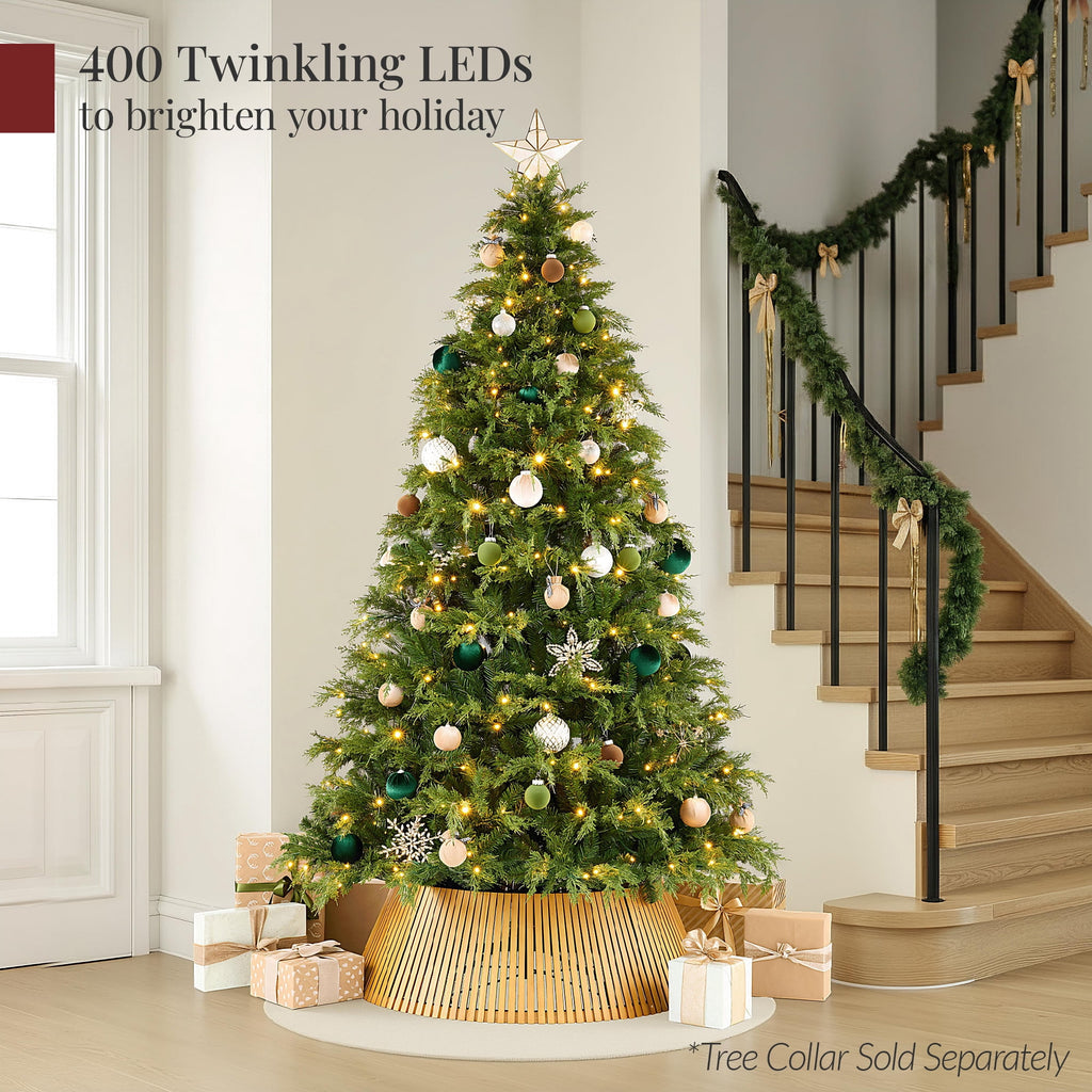 Best Choice Products Pre-Lit Cedar Cypress Christmas Tree w/Twinkling Lights, 6ft Holiday Decor, White & Multicolor LEDs