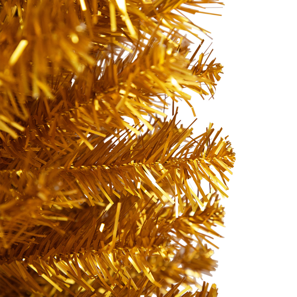 Northlight Pencil Gold Tinsel Artificial Christmas Tree - 6' - Unlit