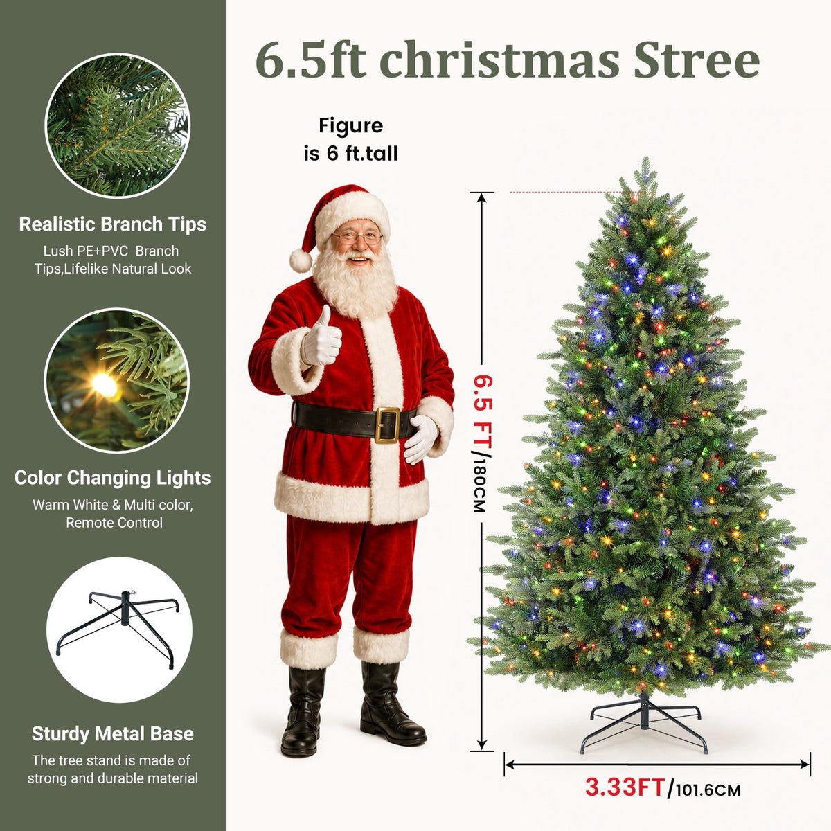Lolsea 7ft Prelit Noble Fir Artificial Christmas Tree with Remote Control, Timer and Warm White & Multi-Color Lights