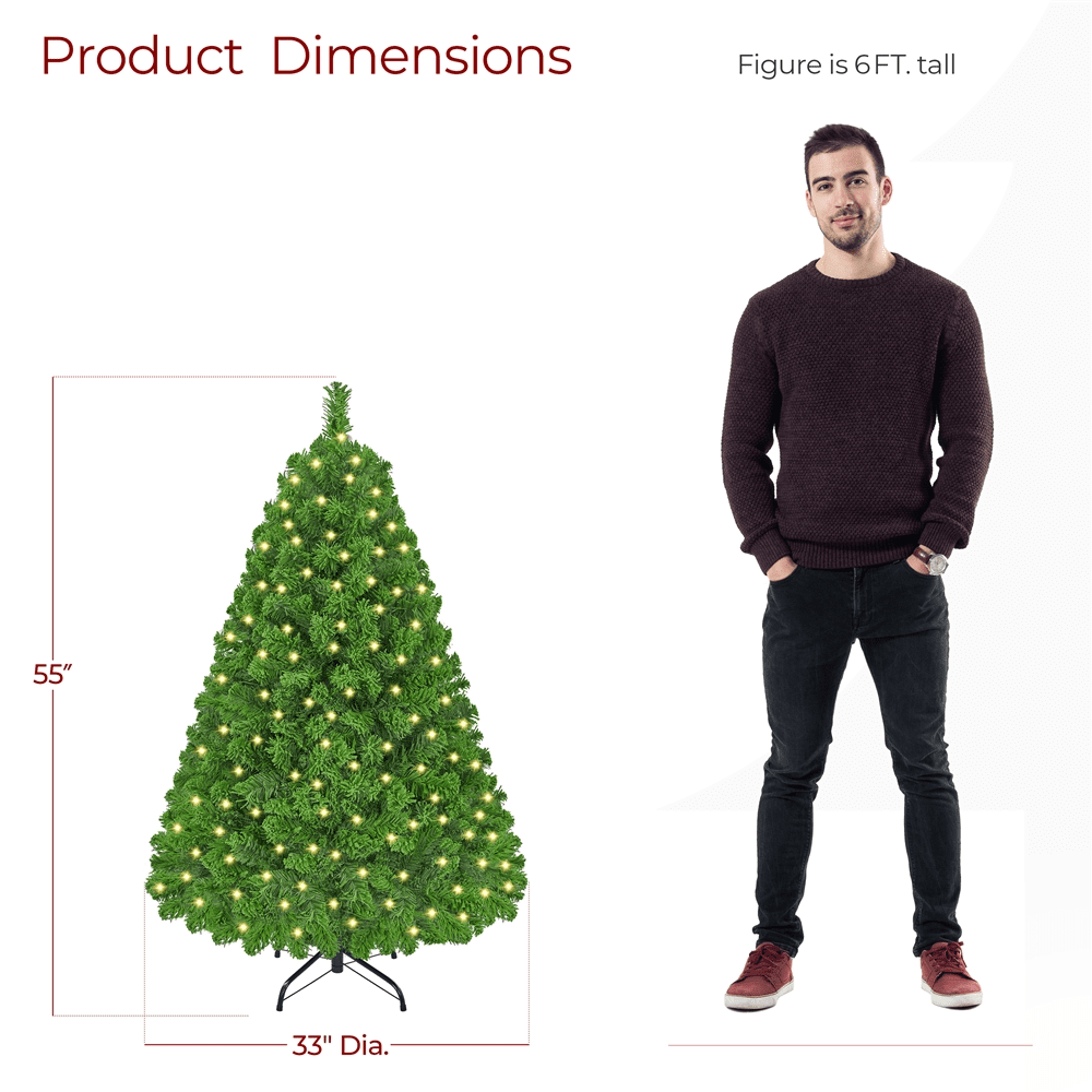 Alden Design 7.5 ft Pre-Lit Flocked Christmas Tree with Warm Lights, Frosted White