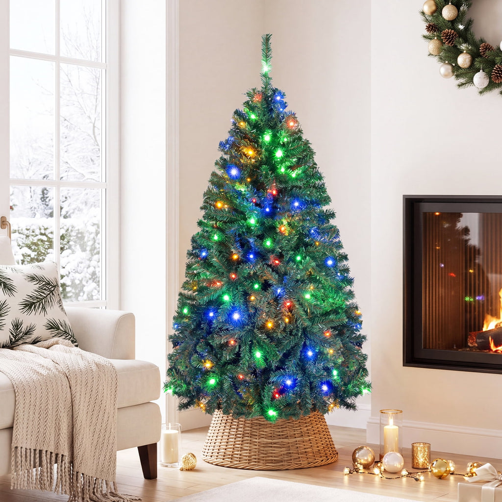 Costway 6Ft Pre-Lit Artificial Christmas Tree Hinged 350 LED Lights