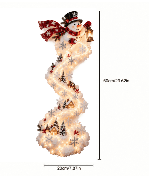 Lighted Christmas Stair Railing Garland Pack of 5 Santa Figures Snow Scene Ornament for Staircase Banister Indoor Display