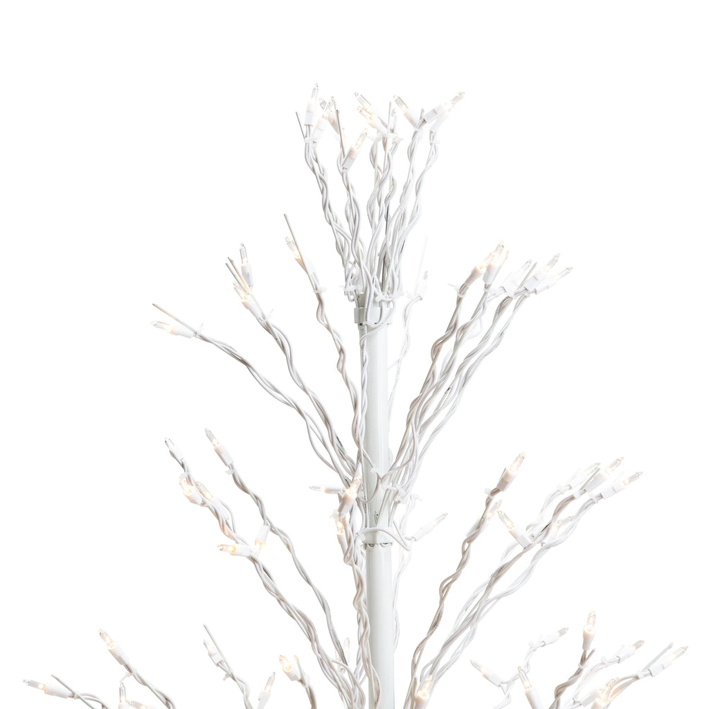 Northlight 4' White Lighted Christmas Cascade Twig Tree Outdoor Decoration - Clear Lights