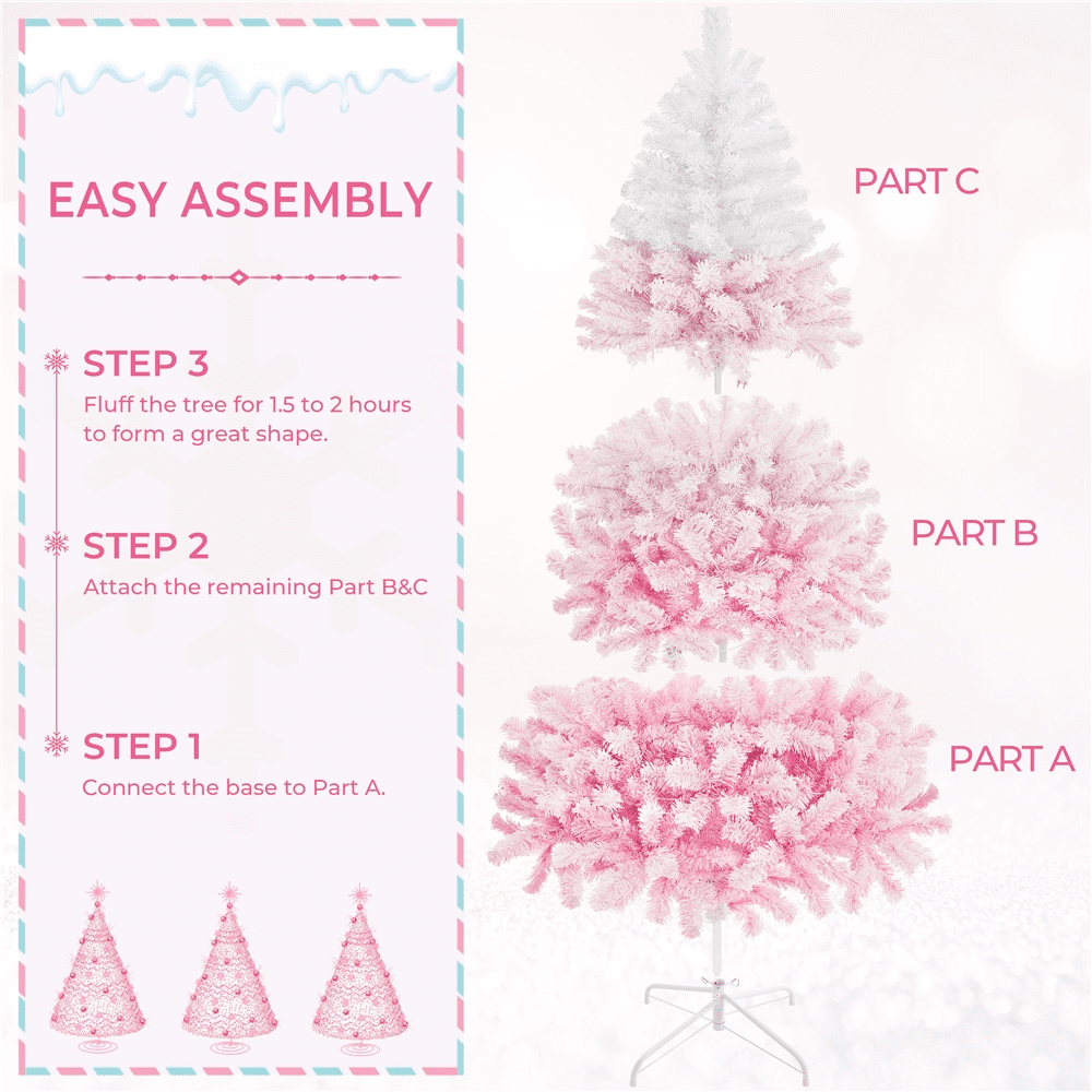 Alden Design 7.5 ft Pre-Lit Flocked Christmas Tree with Warm Lights, Frosted White