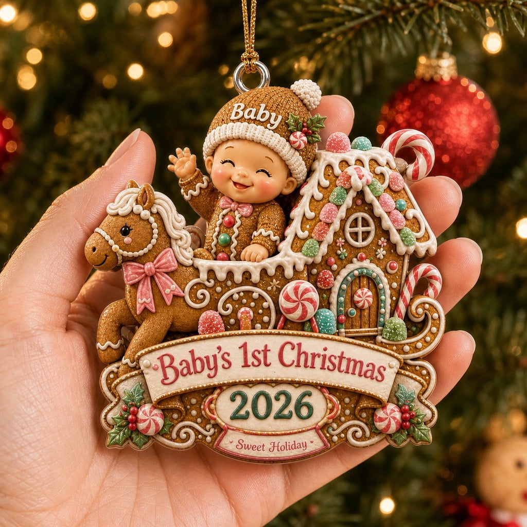 Personalized Hanging Ornament Baby First Christmas Keepsake